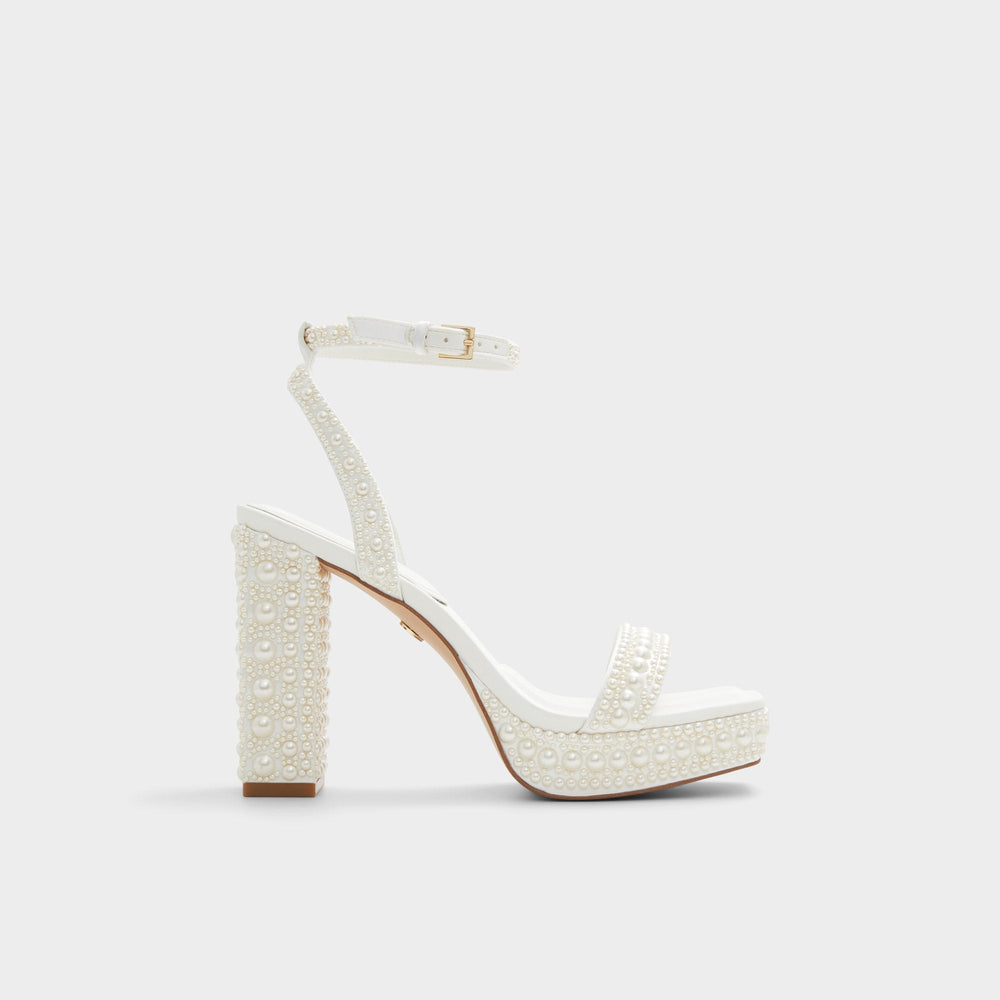 Aldo | Lulu White Women's Strappy sandals - Strappy heeled sandal, Block heel