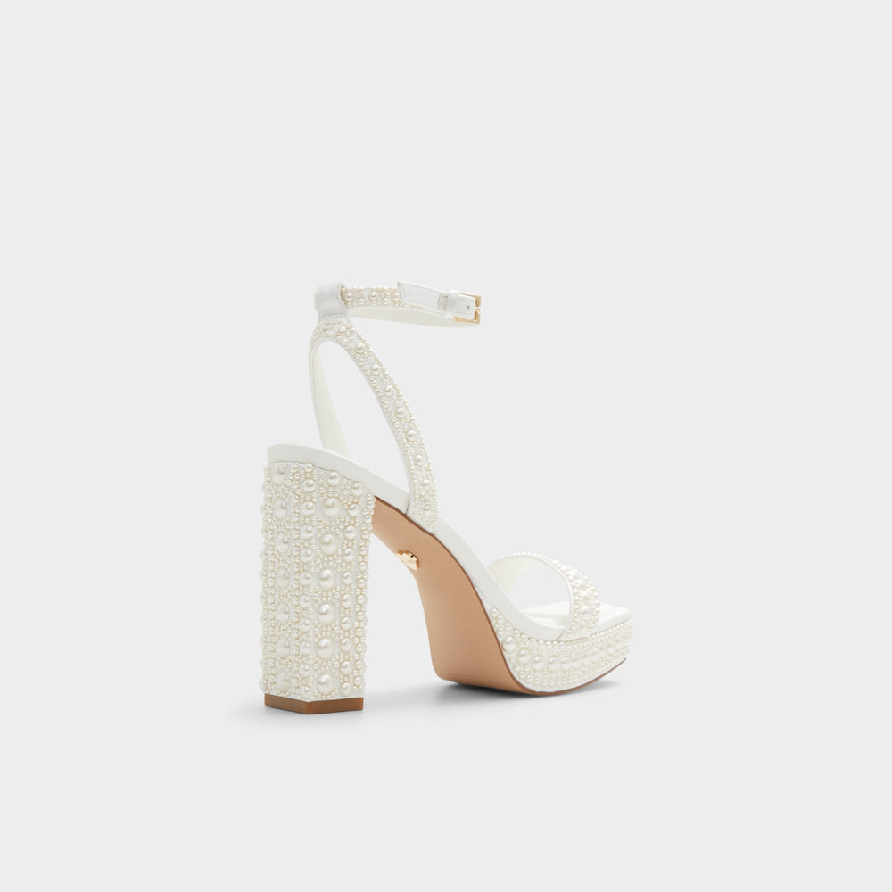 Aldo | Lulu White Women's Strappy sandals - Strappy heeled sandal, Block heel