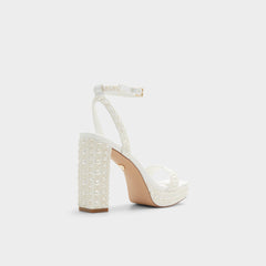 Aldo | Lulu White Women's Strappy sandals - Strappy heeled sandal, Block heel