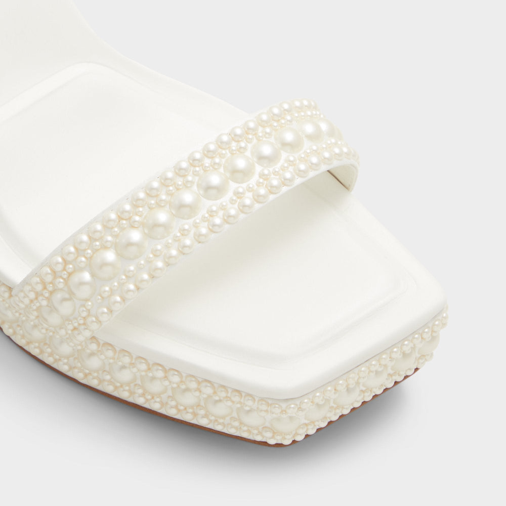 Aldo | Lulu White Women's Strappy sandals - Strappy heeled sandal, Block heel