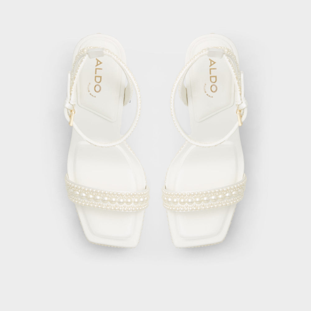 Aldo | Lulu White Women's Strappy sandals - Strappy heeled sandal, Block heel