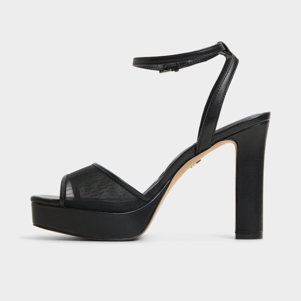 Aldo | Chicglimmer Black Women's Platform sandals - Strappy heeled sandal, Block heel