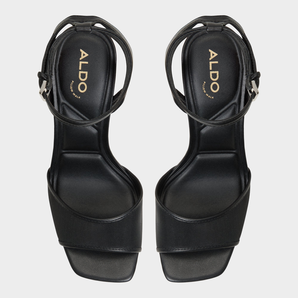 Aldo | Chicglimmer Black Women's Platform sandals - Strappy heeled sandal, Block heel