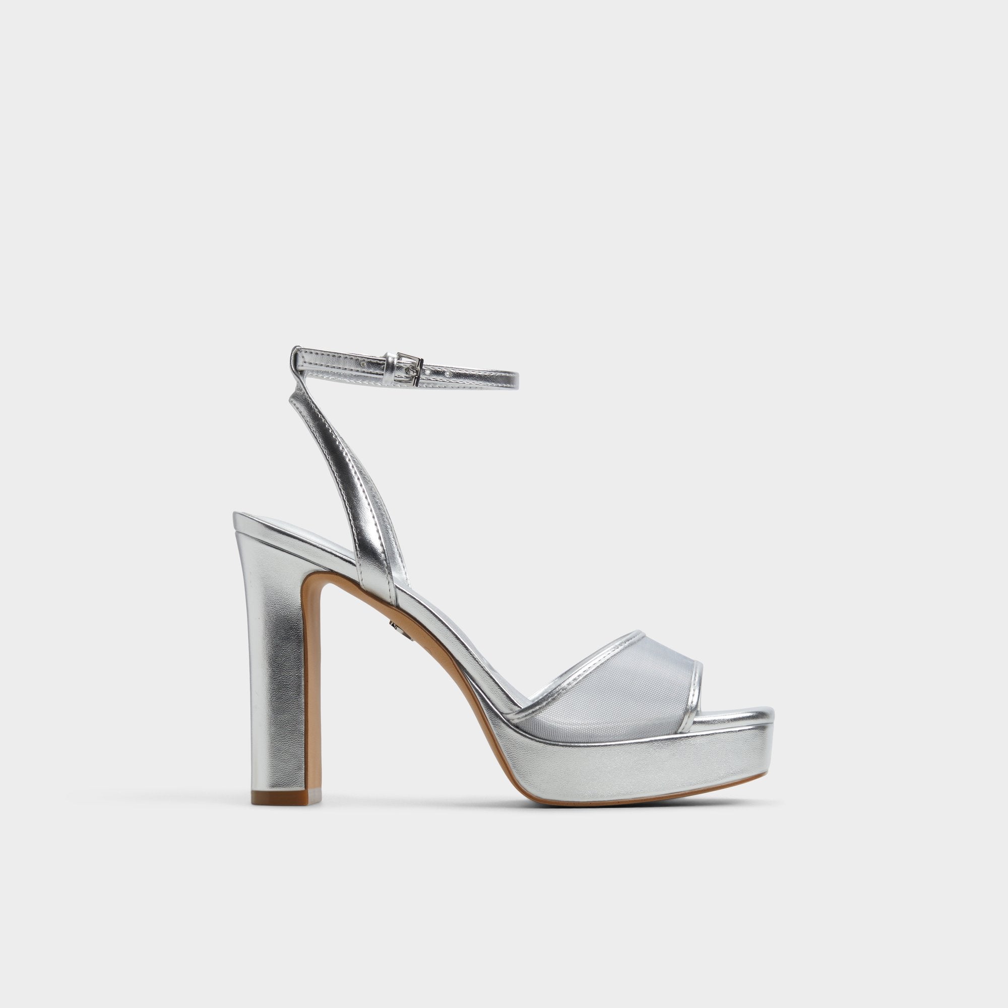 Aldo | Chicglimmer Silver Women's Platform sandals - Strappy heeled sandal, Block heel