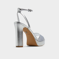 Aldo | Chicglimmer Silver Women's Platform sandals - Strappy heeled sandal, Block heel