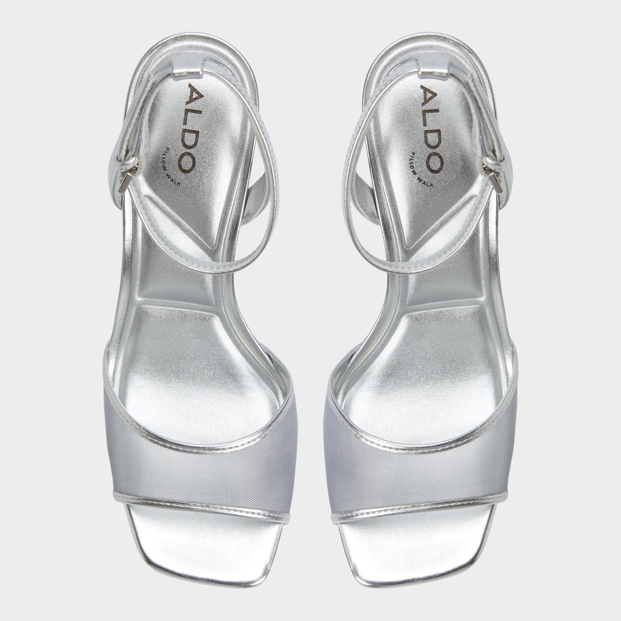 Aldo | Chicglimmer Silver Women's Platform sandals - Strappy heeled sandal, Block heel