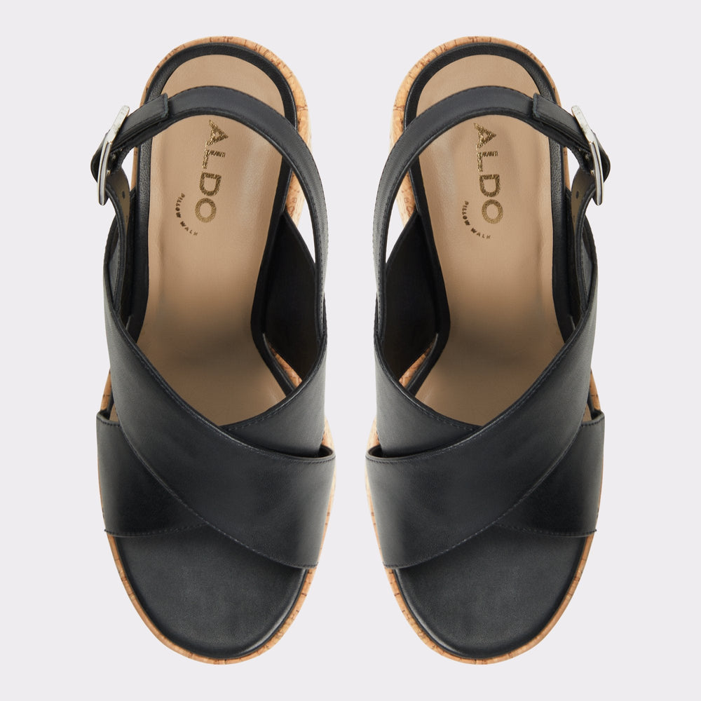Aldo | Sandcastle Black Women's Platform sandals - Strappy wedge sandal