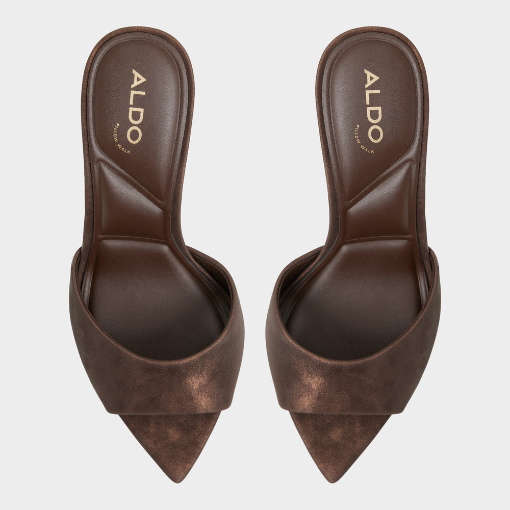 Aldo | Anniebrilden Dark Brown Women's Mule slides - Heeled mule, Stiletto heel