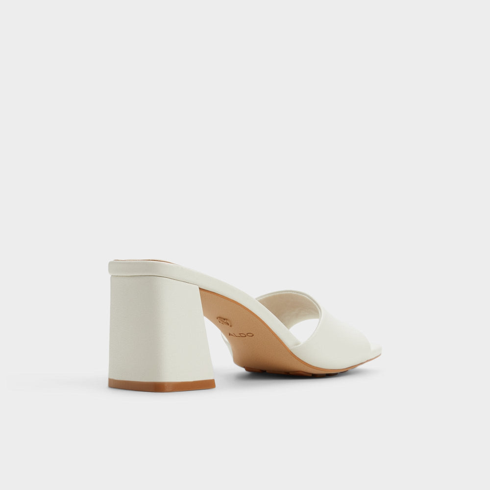 Aldo | Tisha White Women's Heeled mules - Heeled mule, Block heel