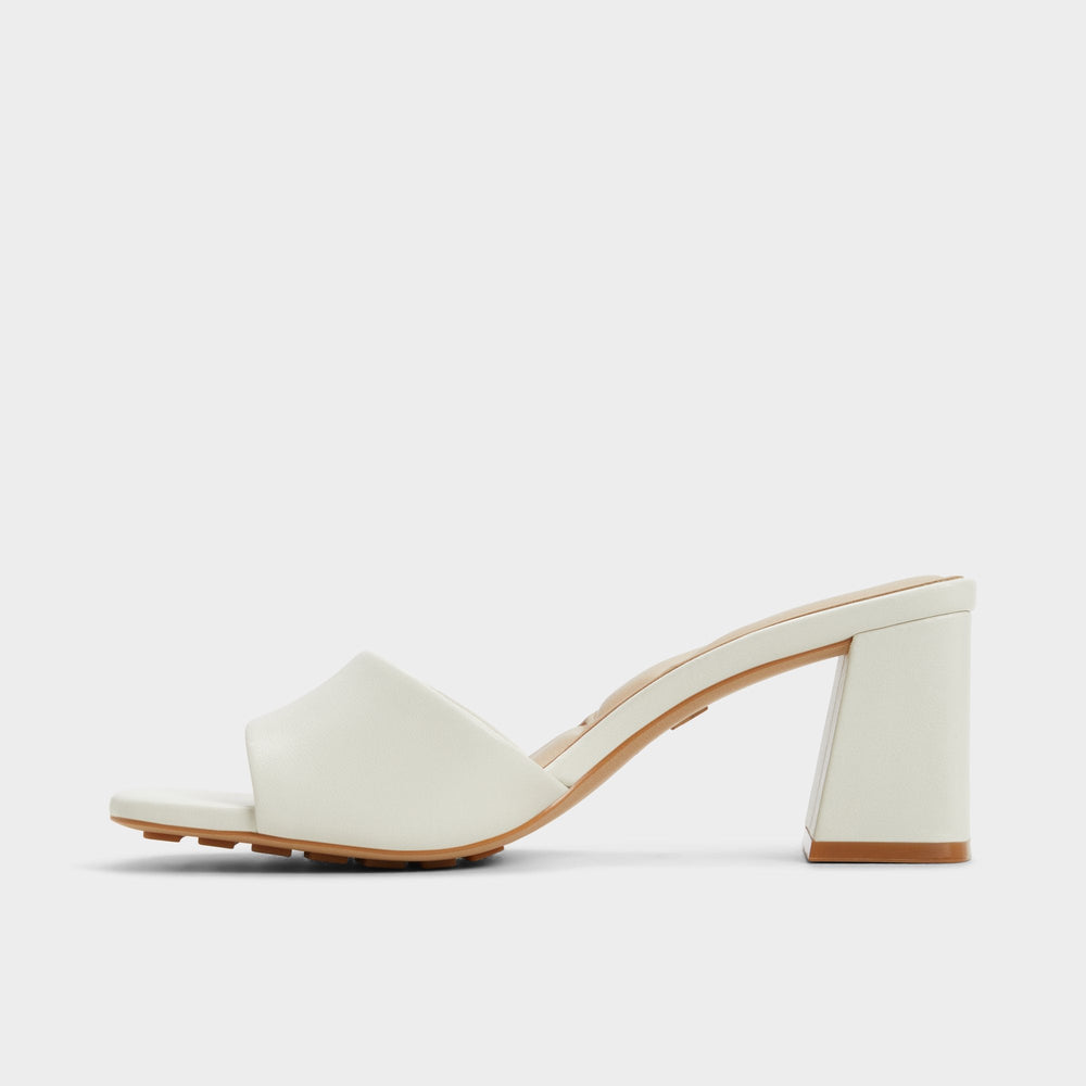 Aldo | Tisha White Women's Heeled mules - Heeled mule, Block heel
