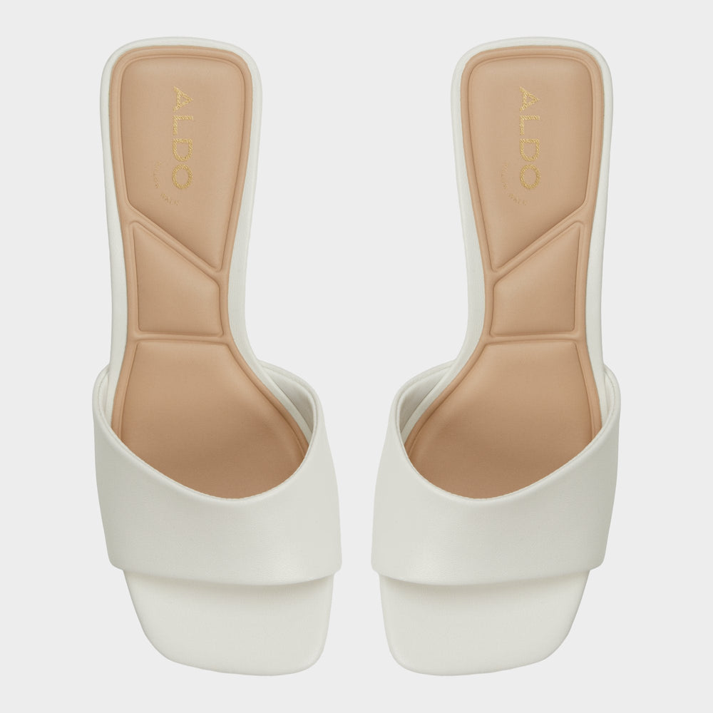 Aldo | Tisha White Women's Heeled mules - Heeled mule, Block heel