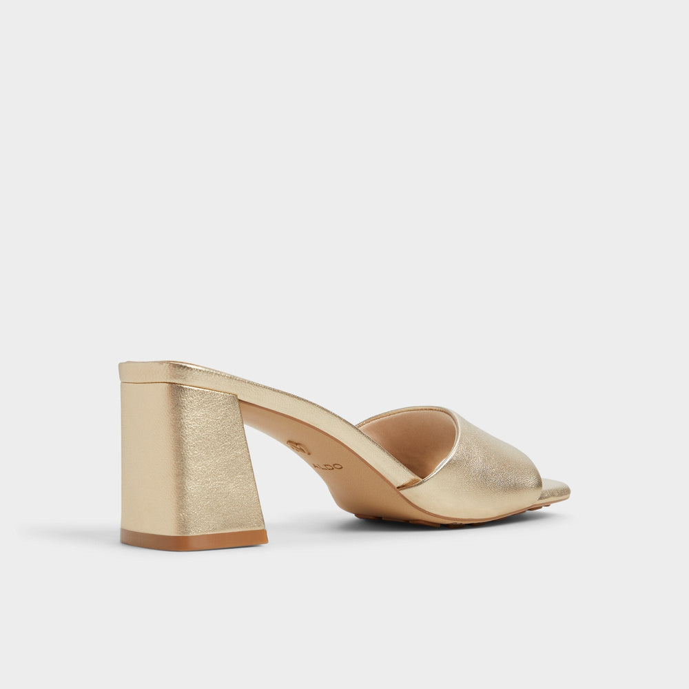 Aldo | Tisha Gold Women's Heeled mules - Heeled mule, Block heel