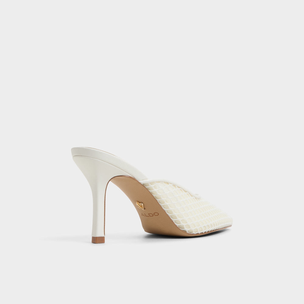 Aldo | Gamilia Open White Textile Mesh Women's Mesh - Heeled mule, Stiletto heel