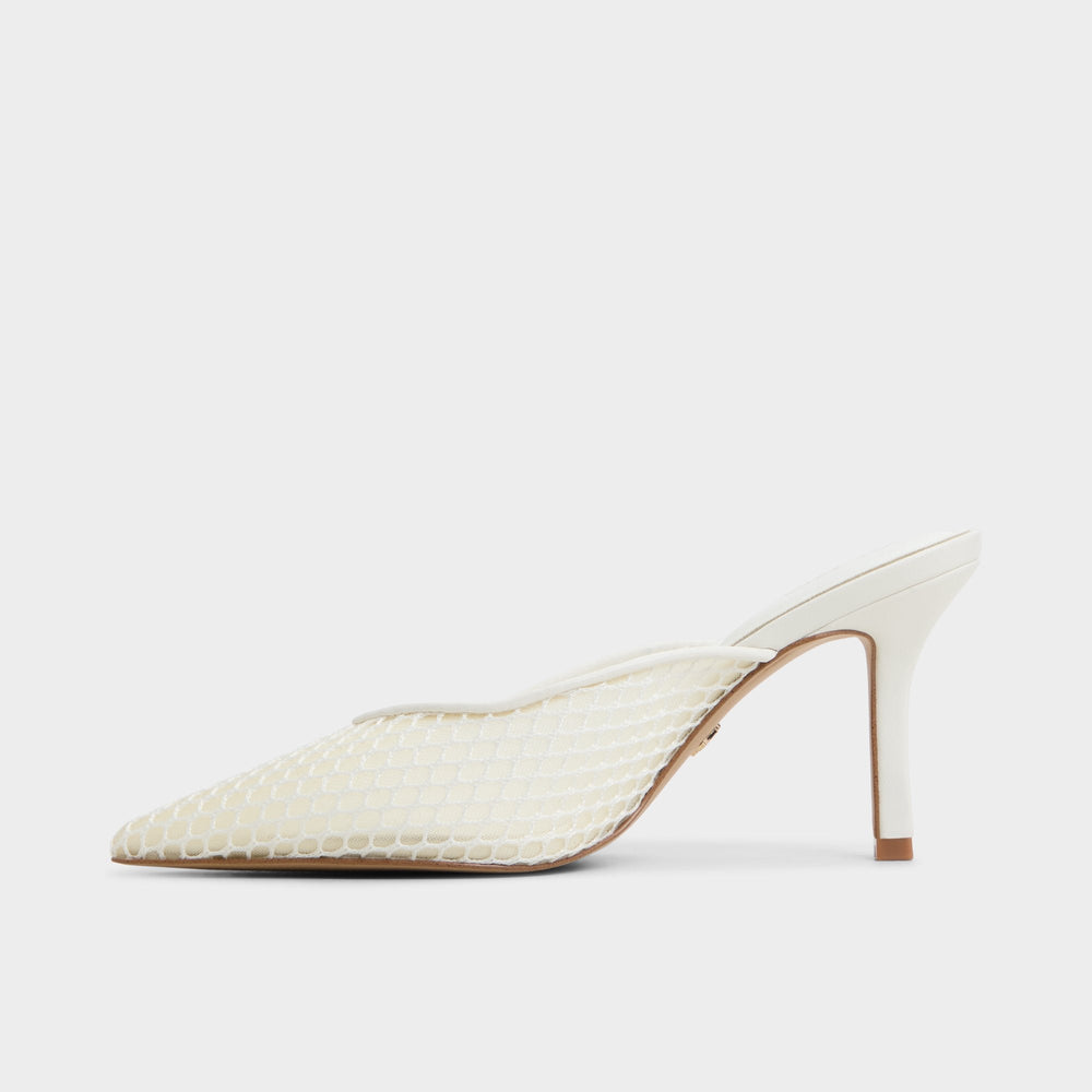 Aldo | Gamilia Open White Textile Mesh Women's Mesh - Heeled mule, Stiletto heel