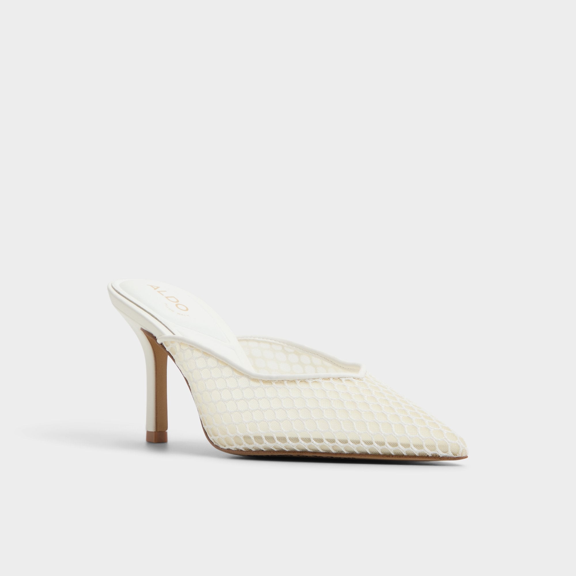 Aldo | Gamilia Open White Textile Mesh Women's Mesh - Heeled mule, Stiletto heel