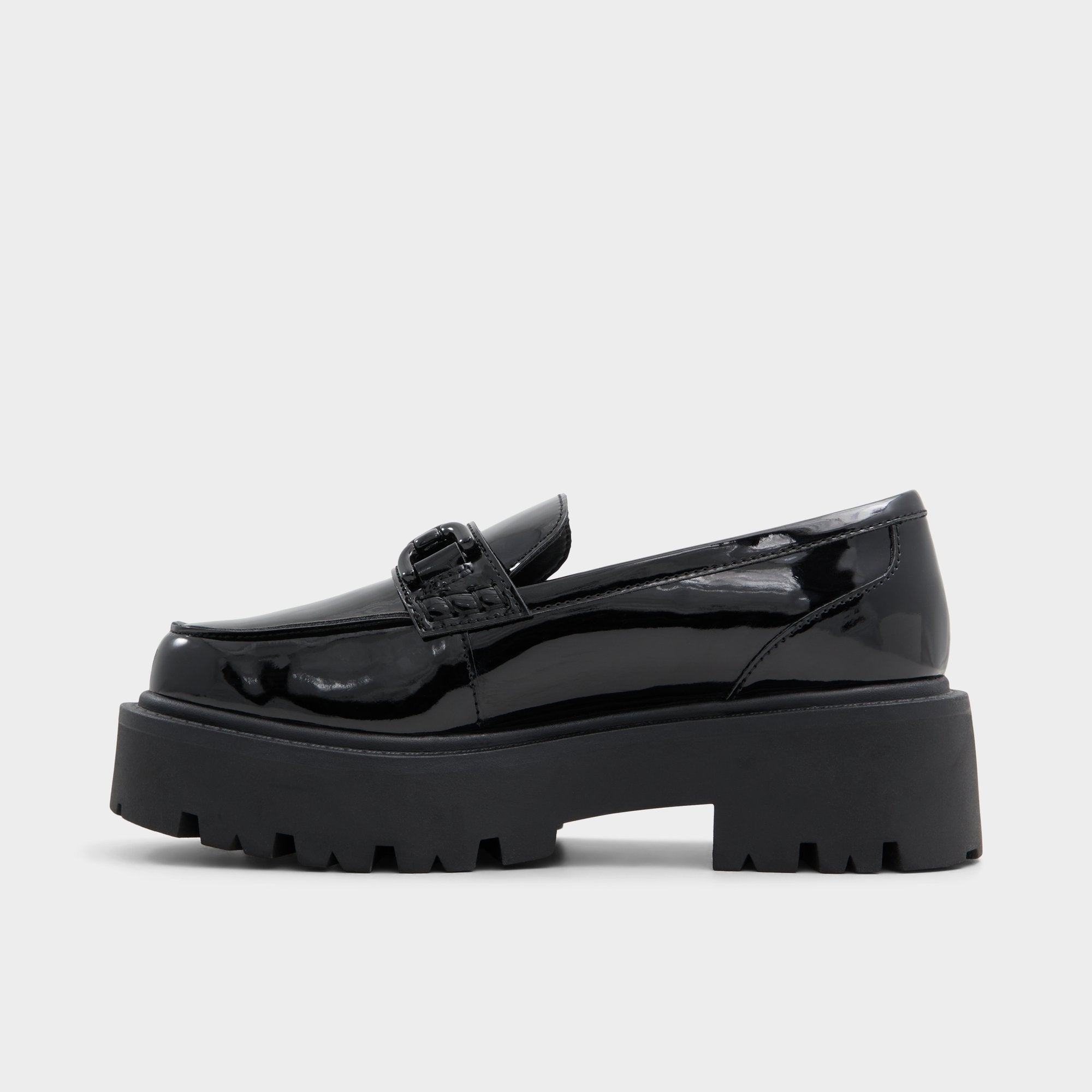 Aldo | Oneameth Black Synthetic Patent Women's Loafers & Oxfords - Loafer, Lug sole