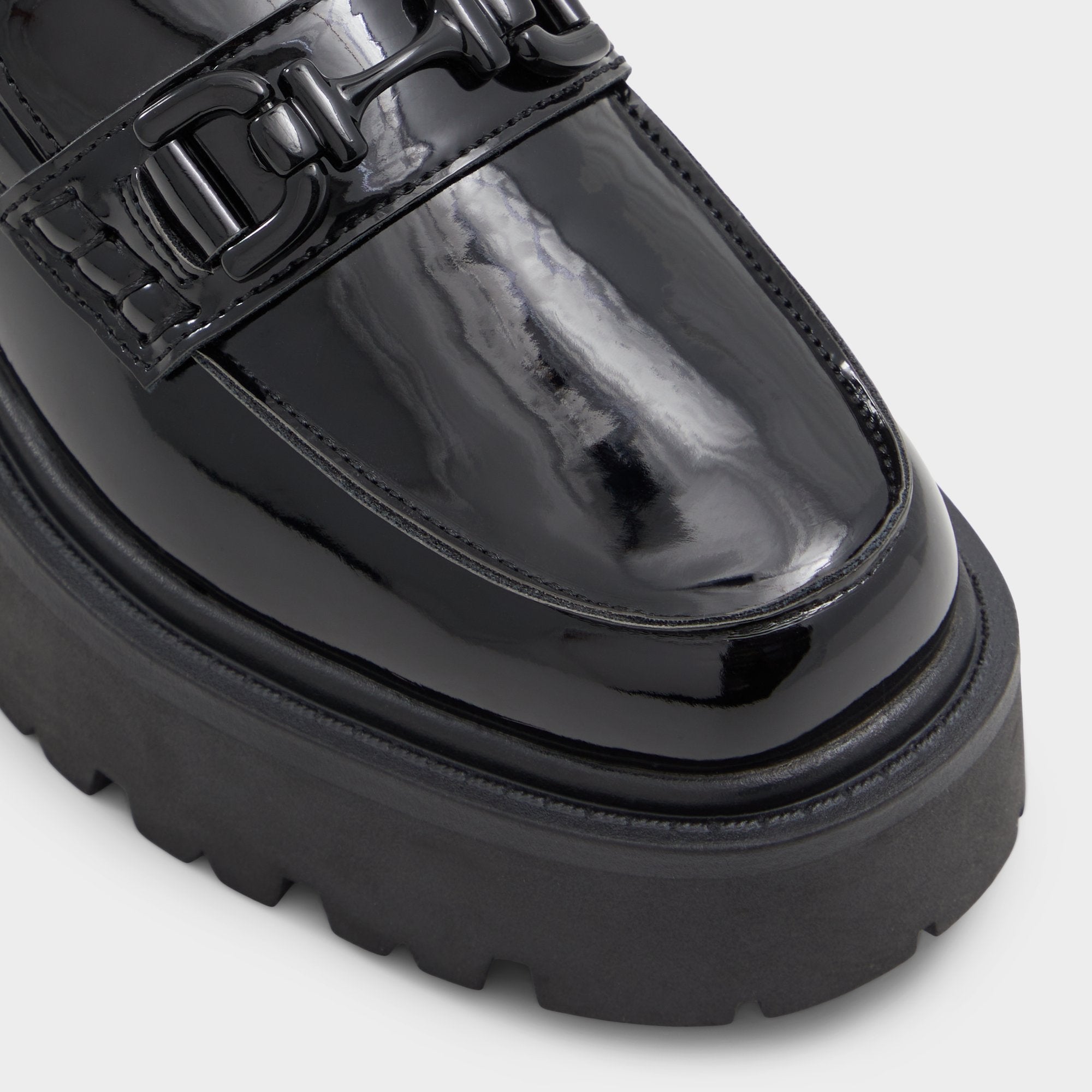 Aldo | Oneameth Black Synthetic Patent Women's Loafers & Oxfords - Loafer, Lug sole
