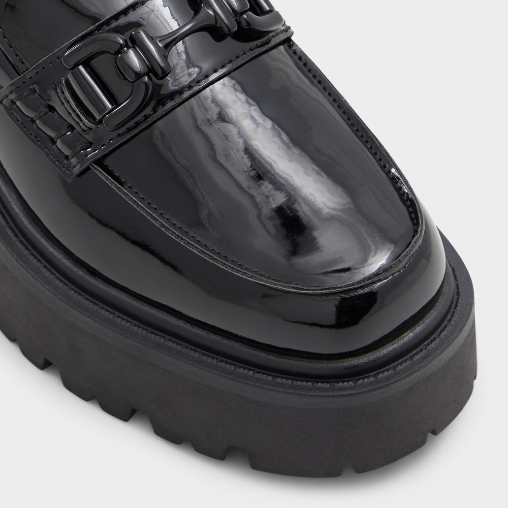 Aldo | Oneameth Black Synthetic Patent Women's Loafers & Oxfords - Loafer, Lug sole