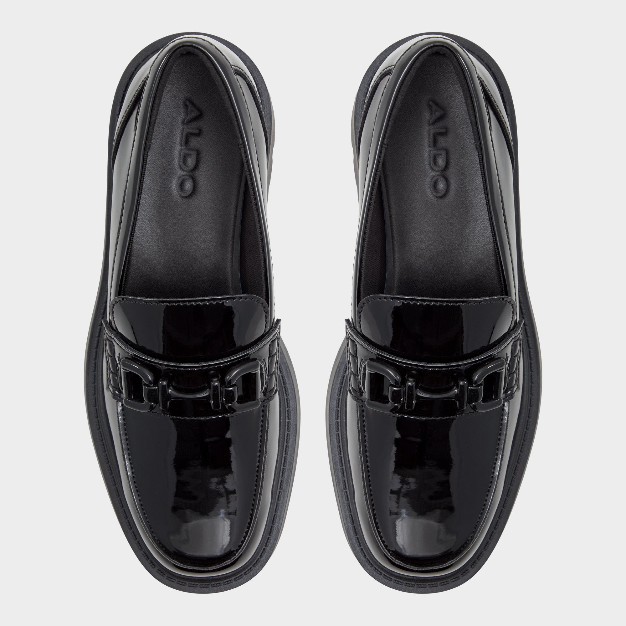 Aldo | Oneameth Black Synthetic Patent Women's Loafers & Oxfords - Loafer, Lug sole