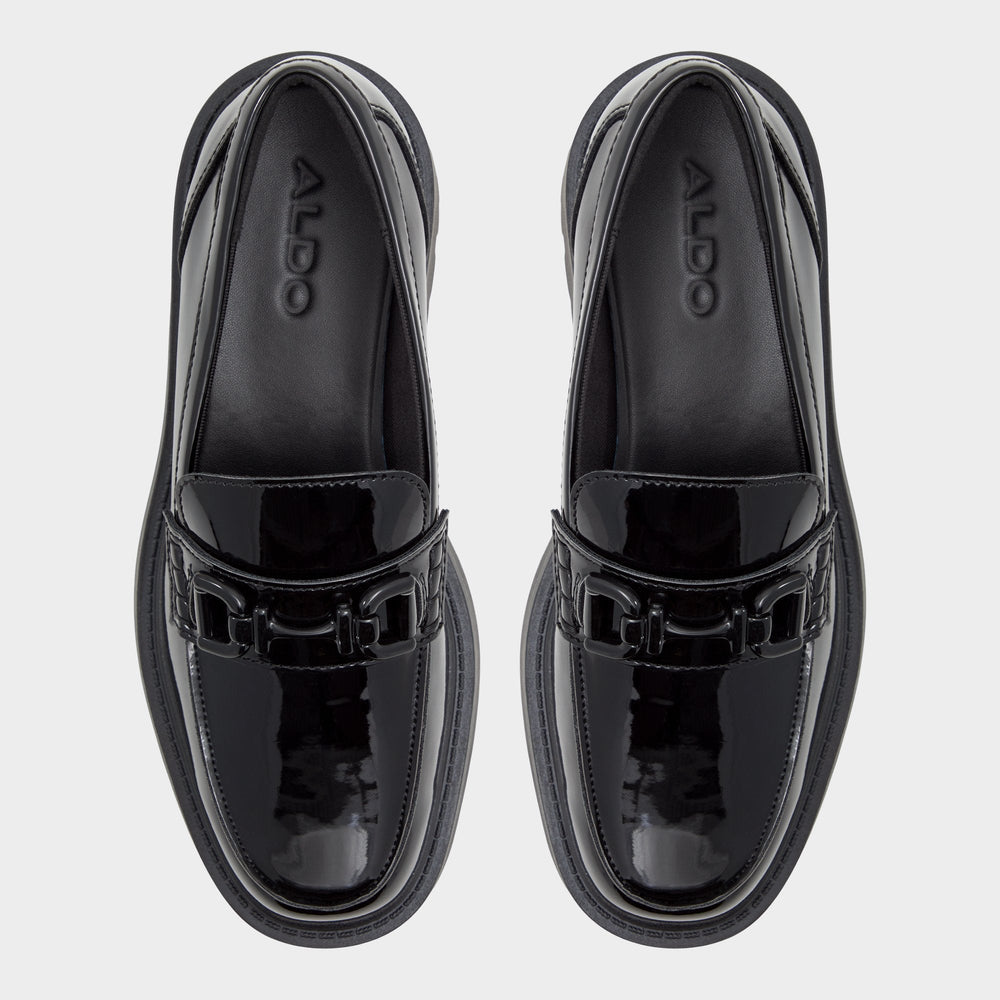 Aldo | Oneameth Black Synthetic Patent Women's Loafers & Oxfords - Loafer, Lug sole