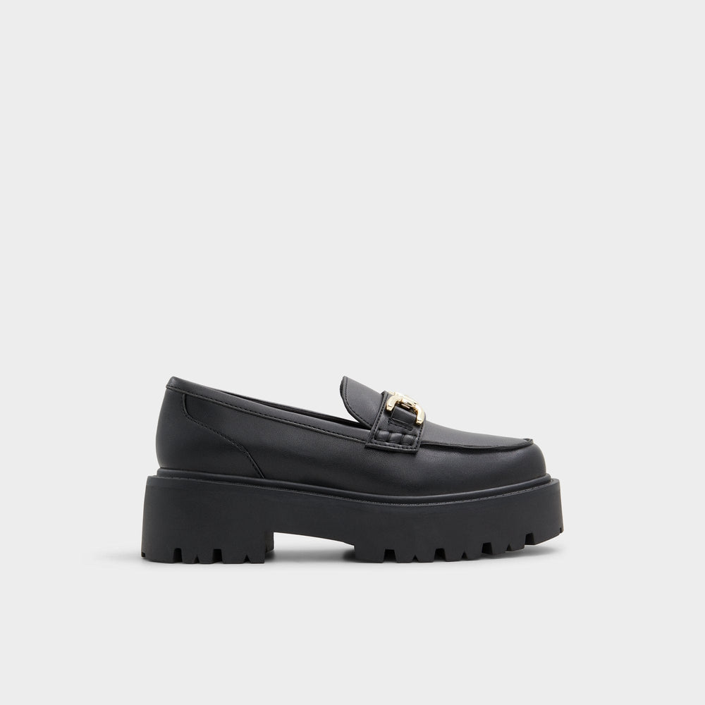 Aldo | Oneameth Black Synthetic Smooth Women's Loafers & Oxfords - Loafer, Lug sole