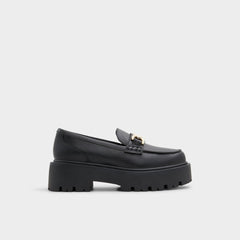 Aldo | Oneameth Black Synthetic Smooth Women's Loafers & Oxfords - Loafer, Lug sole