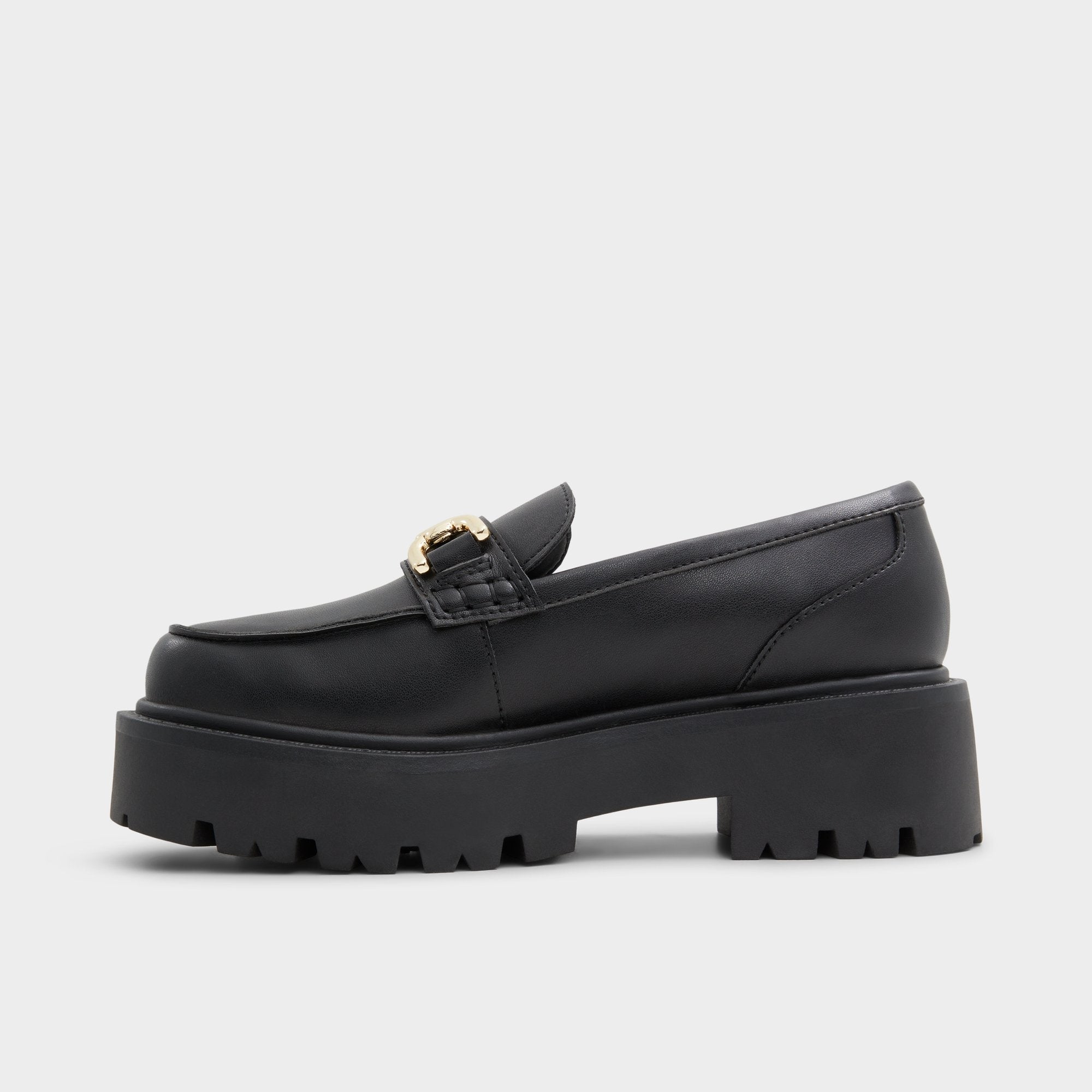 Aldo | Oneameth Black Synthetic Smooth Women's Loafers & Oxfords - Loafer, Lug sole