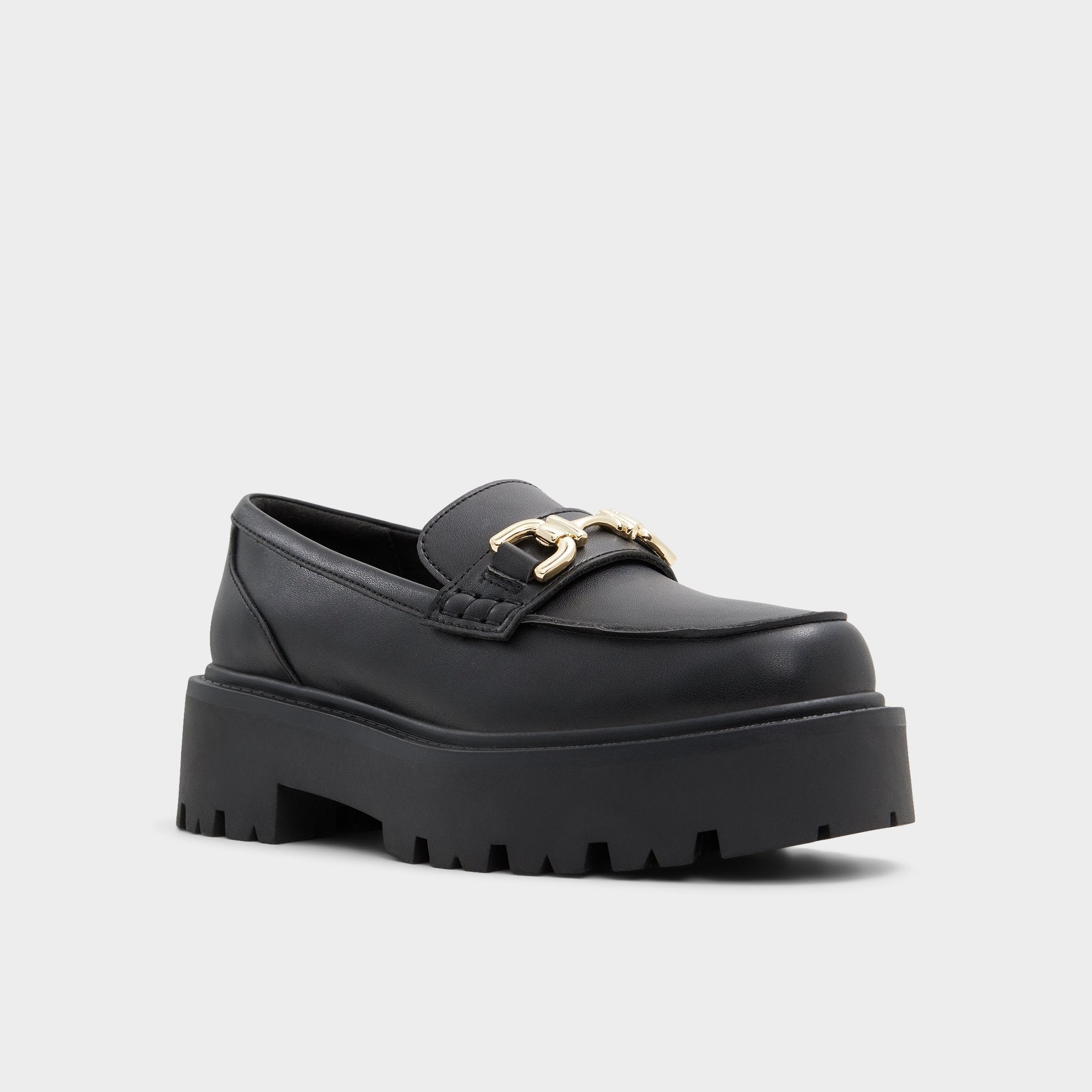 Aldo | Oneameth Black Synthetic Smooth Women's Loafers & Oxfords - Loafer, Lug sole