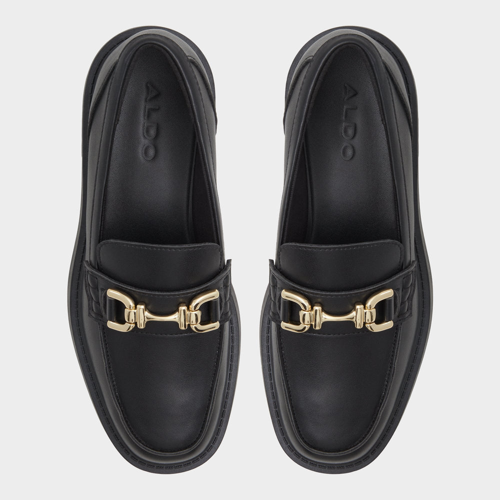 Aldo | Oneameth Black Synthetic Smooth Women's Loafers & Oxfords - Loafer, Lug sole