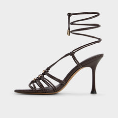 Aldo | Curacao in Dark Brown - Strappy heeled sandal, Stiletto heel