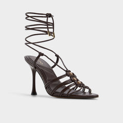 Aldo | Curacao in Dark Brown - Strappy heeled sandal, Stiletto heel