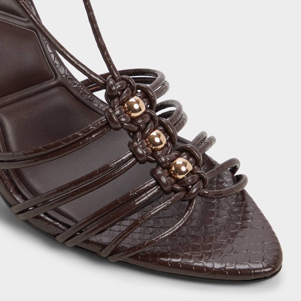 Aldo | Curacao in Dark Brown - Strappy heeled sandal, Stiletto heel