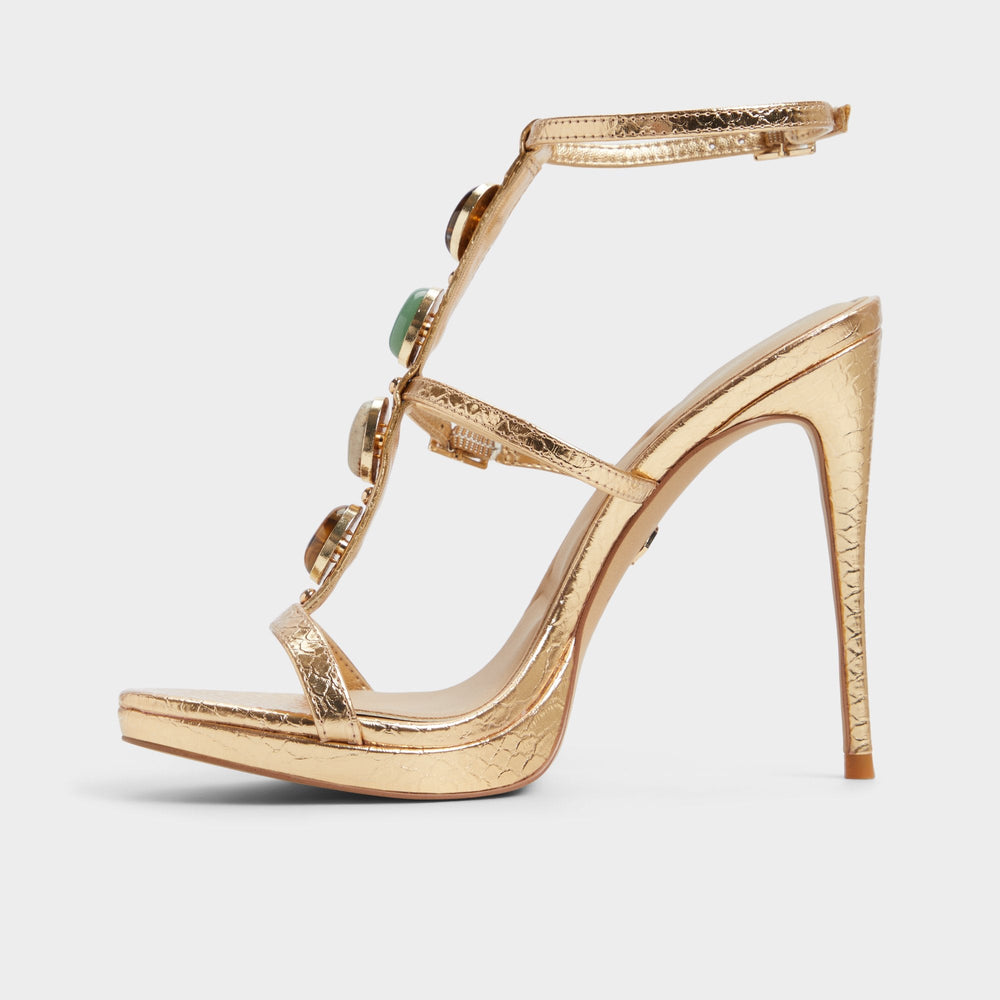 Aldo | Opalia Gold Women's Strappy sandals - Strappy heeled sandal, Platform