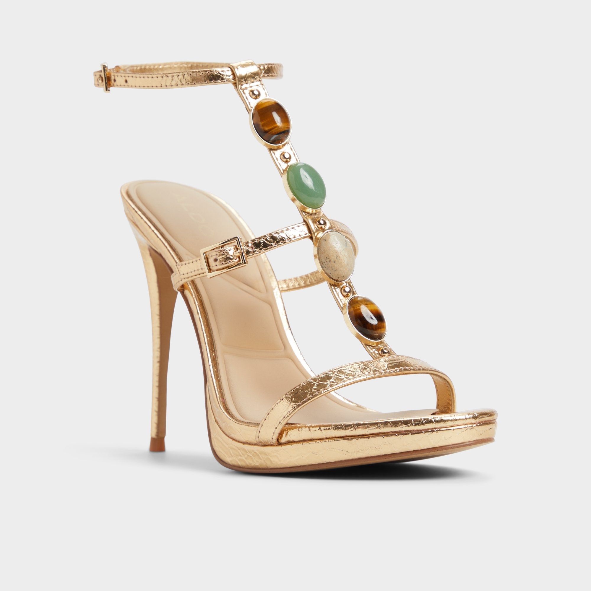 Aldo | Opalia Gold Women's Strappy sandals - Strappy heeled sandal, Platform