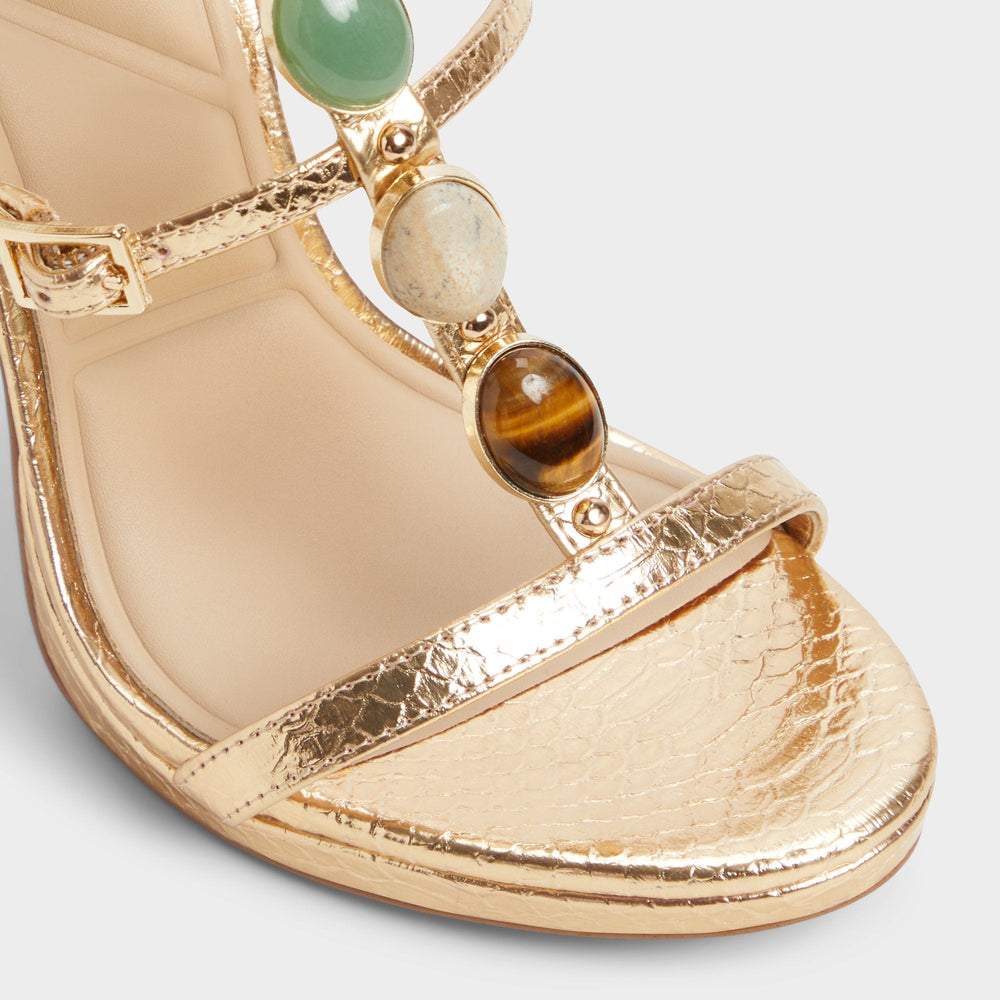 Aldo | Opalia Gold Women's Strappy sandals - Strappy heeled sandal, Platform