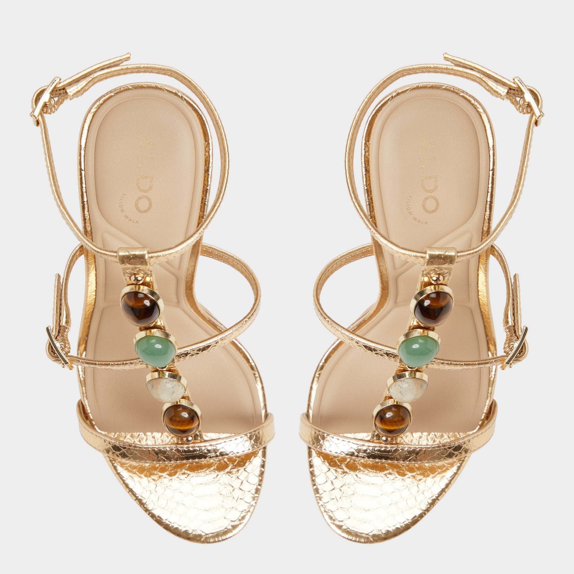 Aldo | Opalia Gold Women's Strappy sandals - Strappy heeled sandal, Platform