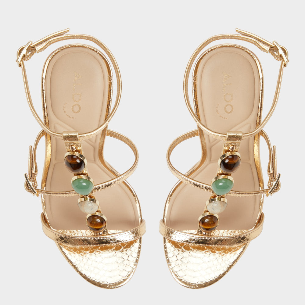 Aldo | Opalia Gold Women's Strappy sandals - Strappy heeled sandal, Platform
