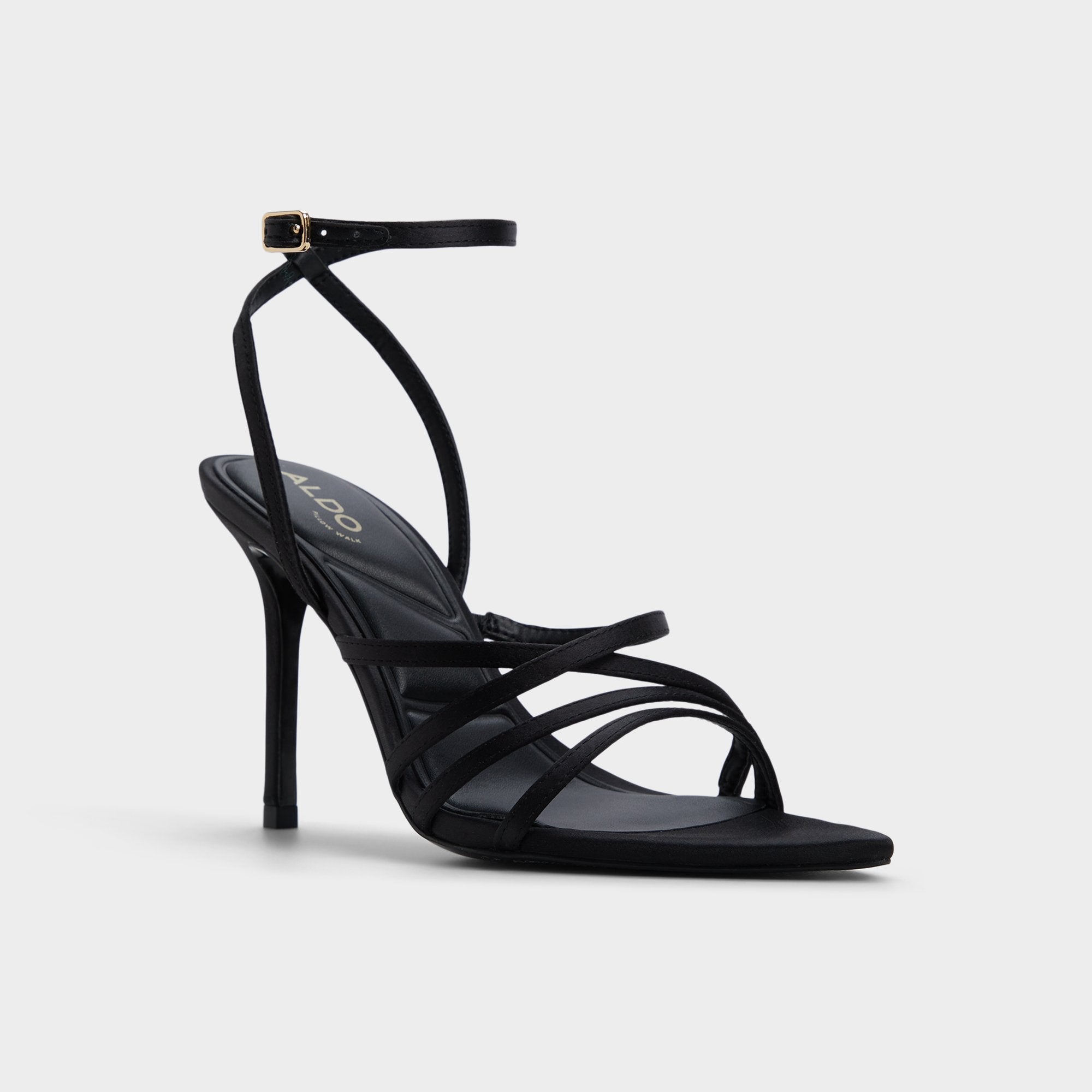 Aldo | Solania Black Women's Strappy sandals - Strappy heeled sandal, Stiletto heel