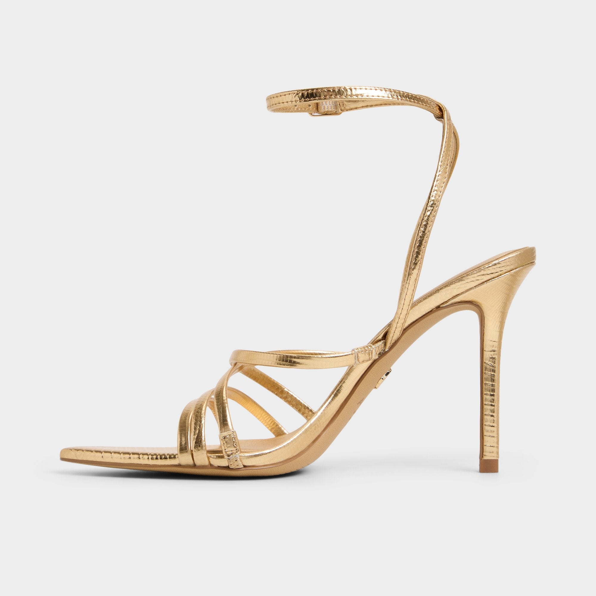 Aldo | Solania Gold Women's Heeled sandals - Strappy heeled sandal, Stiletto heel