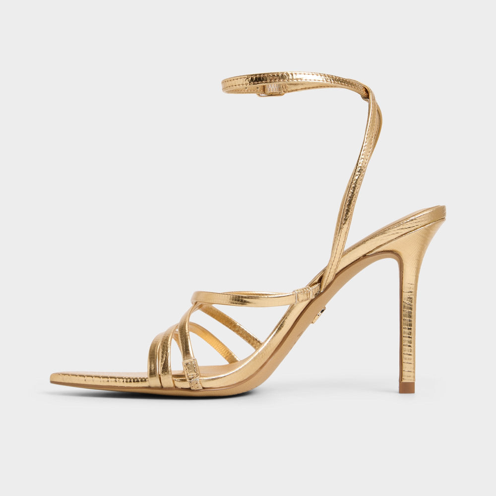 Aldo | Solania Gold Women's Heeled sandals - Strappy heeled sandal, Stiletto heel