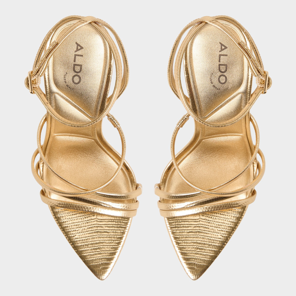 Aldo | Solania Gold Women's Heeled sandals - Strappy heeled sandal, Stiletto heel