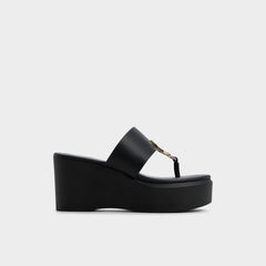 Aldo | Friegan in Black - Slide sandal, Wedge heel