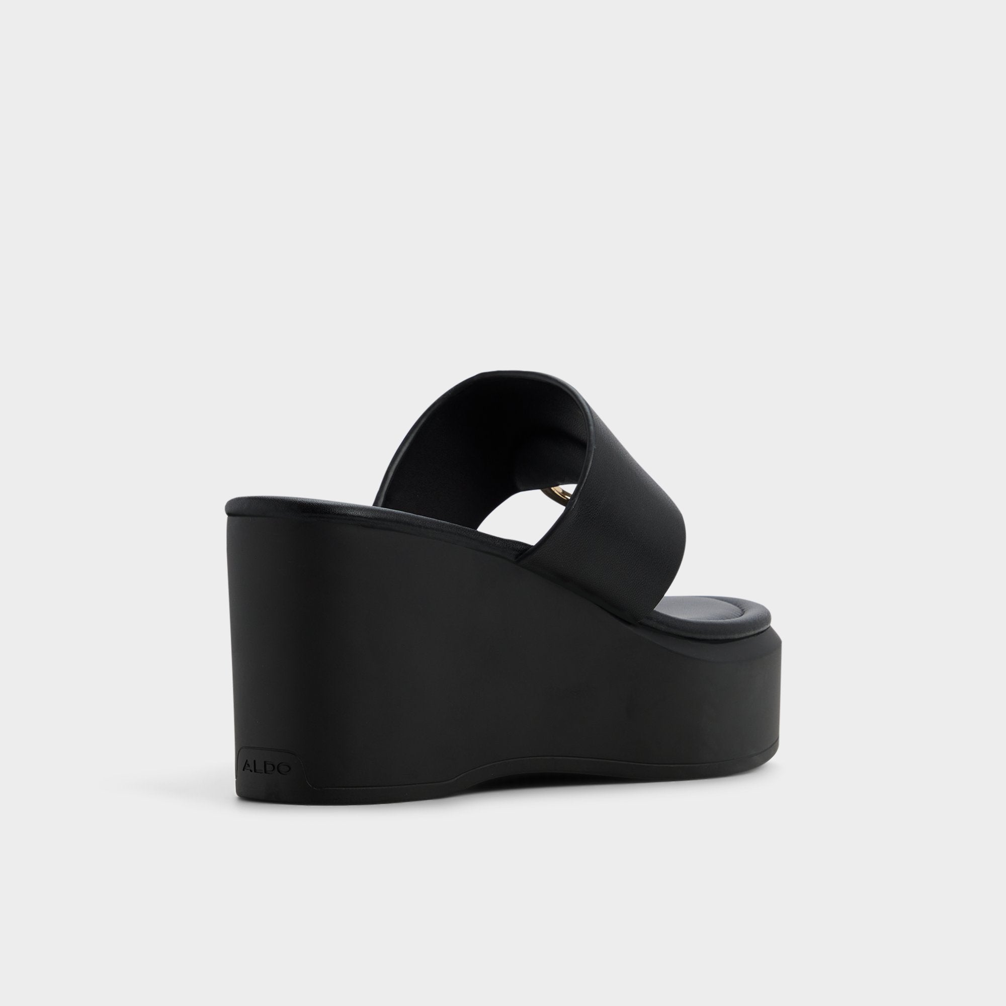 Aldo | Friegan in Black - Slide sandal, Wedge heel