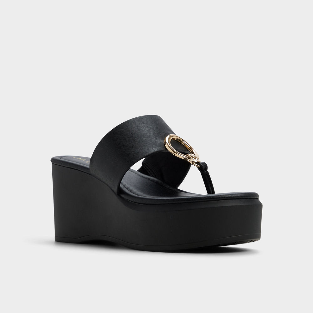 Aldo | Friegan in Black - Slide sandal, Wedge heel
