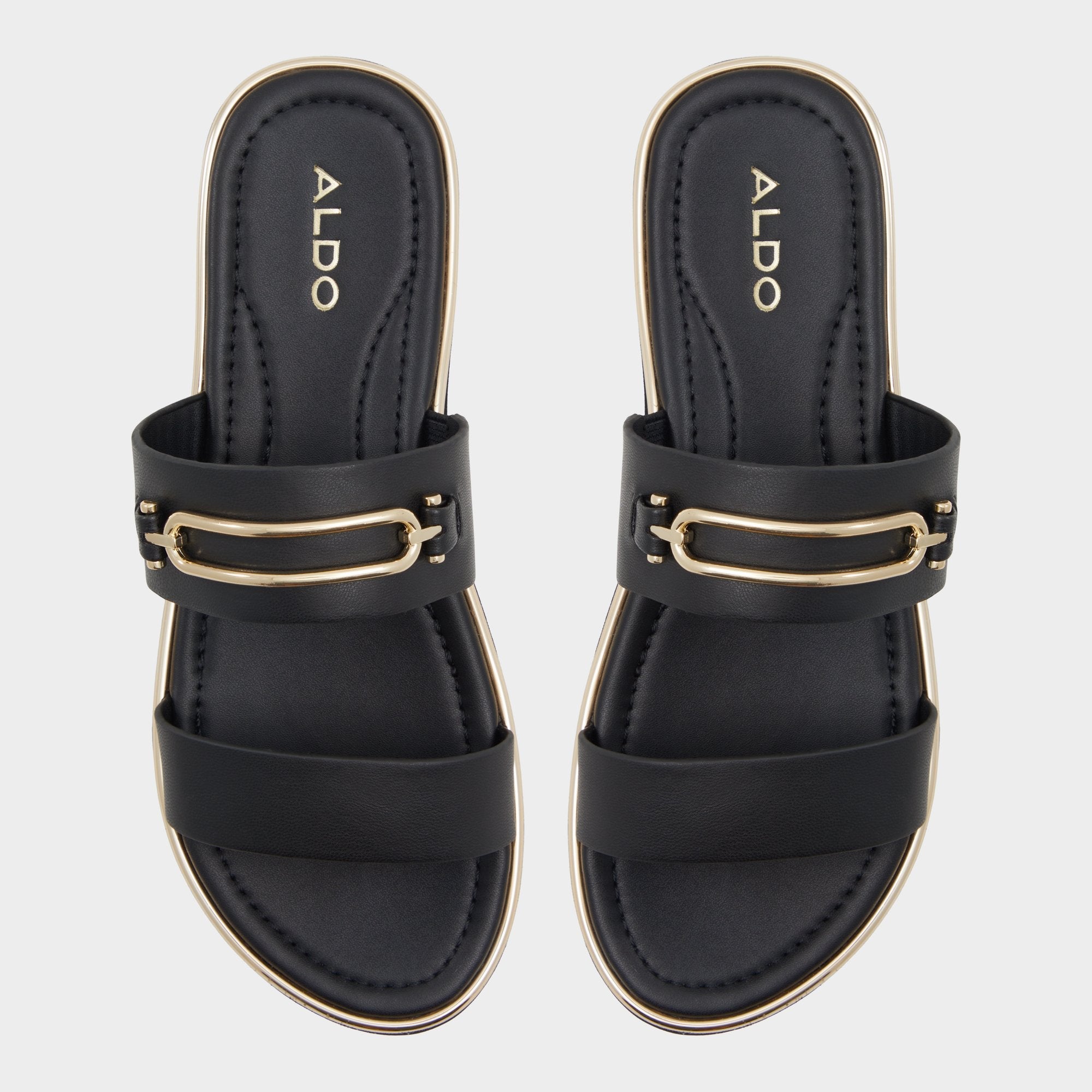 Aldo | Lagoon Other Black Women's Strappy sandals - Strappy flat sandal, Footbed sandal