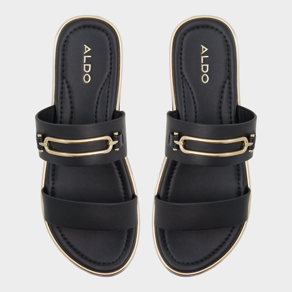 Aldo | Lagoon Other Black Women's Strappy sandals - Strappy flat sandal, Footbed sandal