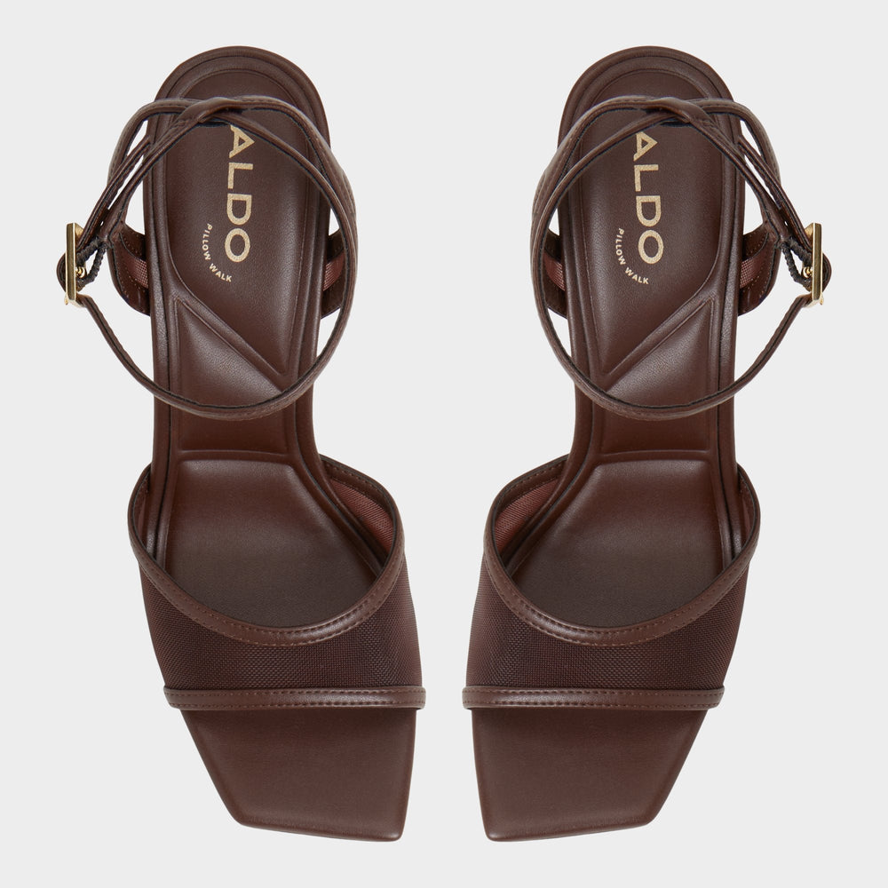 Aldo | Sharra in Dark Brown - Strappy heeled sandal, Stiletto heel