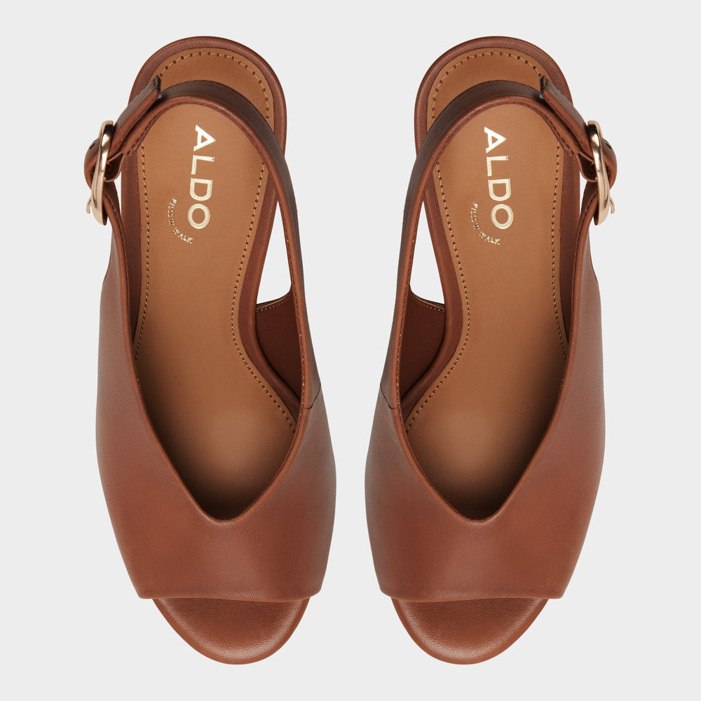 Aldo | Tatianah in Dark Brown - Sling back heeled sandal, Wedge heel
