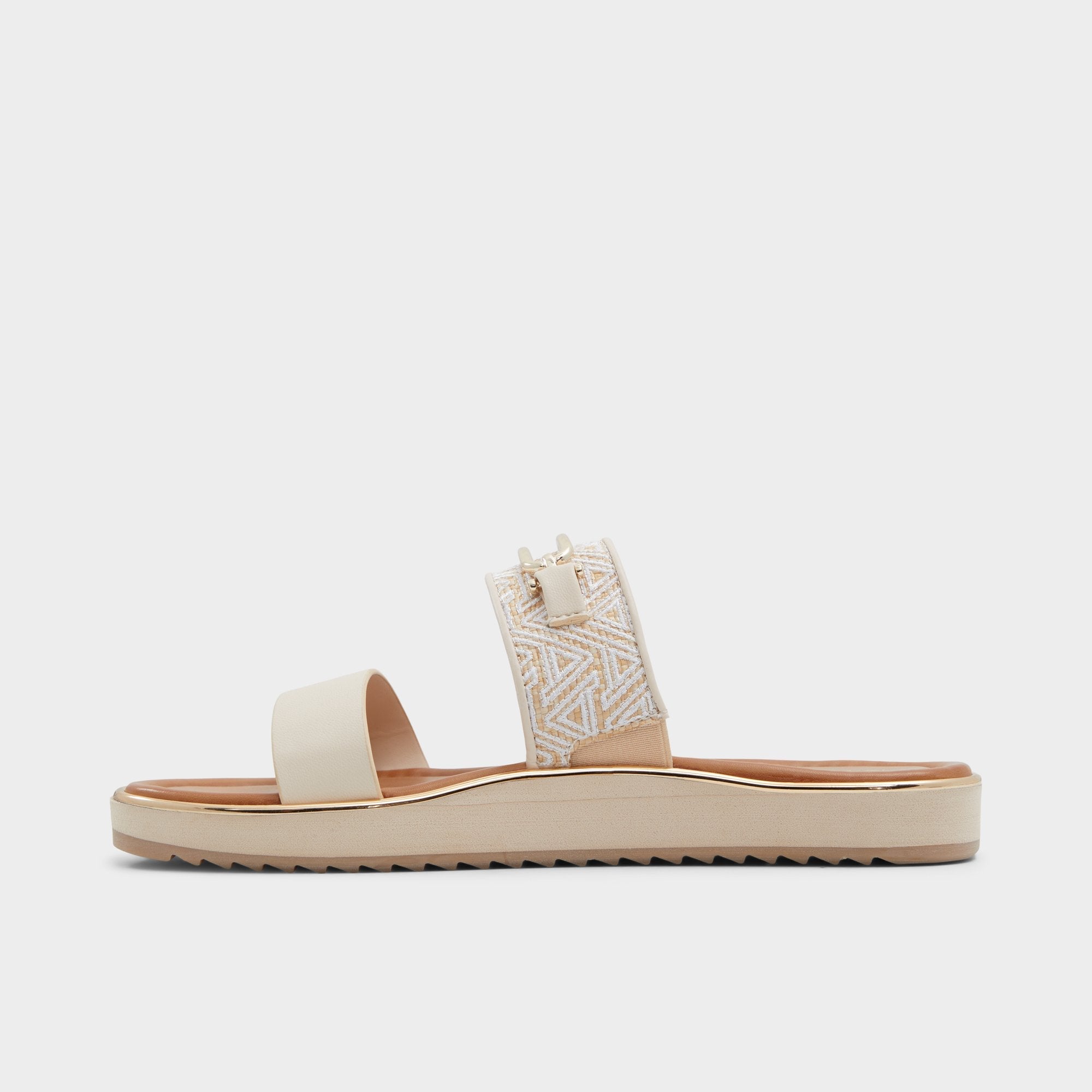 Aldo | Lagoon Other Beige Synthetic Print Women's Footbed sandals - Slide sandal, Footbed sandal