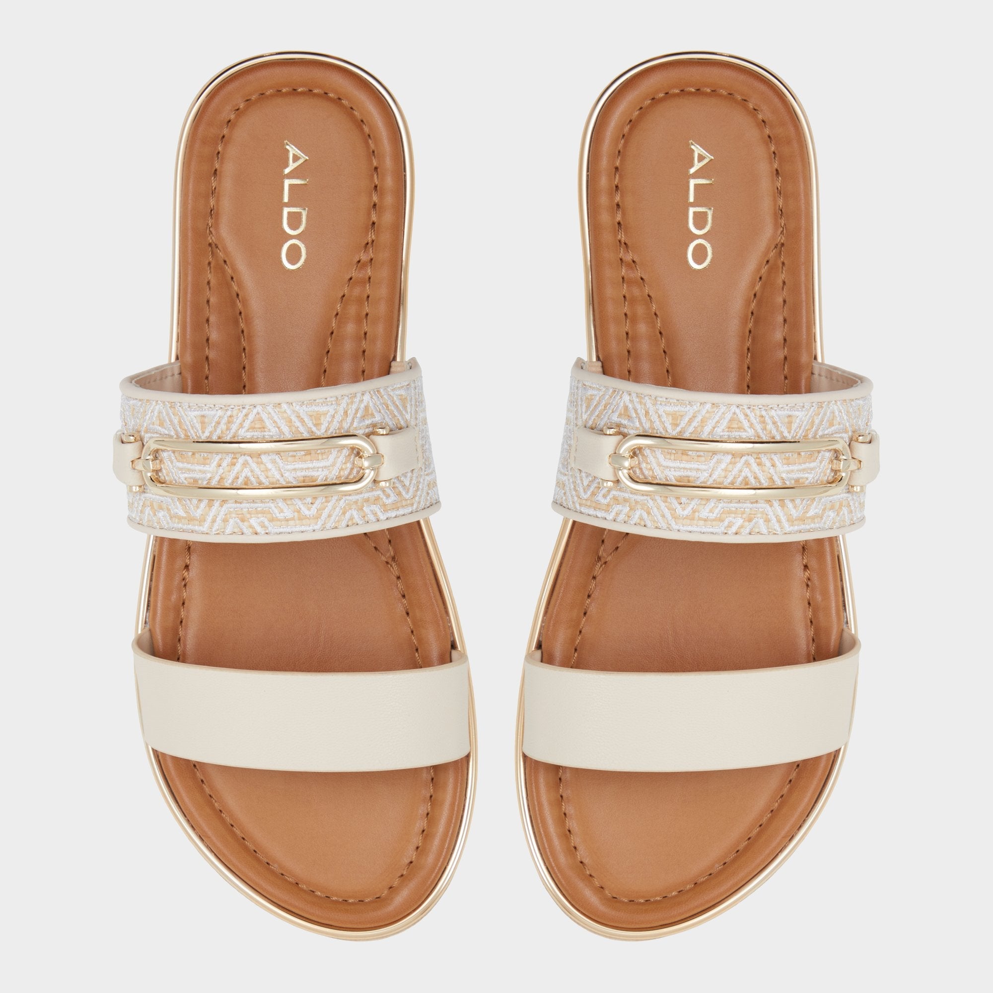 Aldo | Lagoon Other Beige Synthetic Print Women's Footbed sandals - Slide sandal, Footbed sandal